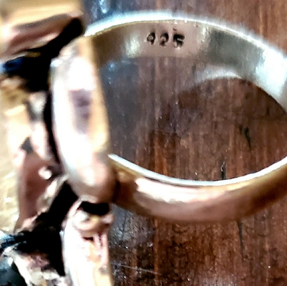 New Rutile Quartz, Citrine, Black Onyx 925 Silver Ring. - Picture 9 of 10